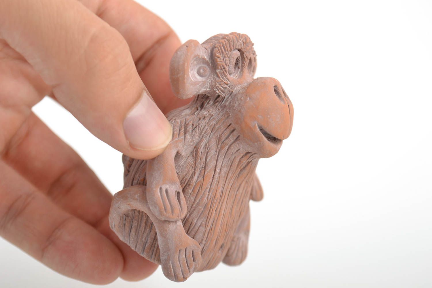 Figurine singe en argile faite main peinte originale décorative de collection photo 2