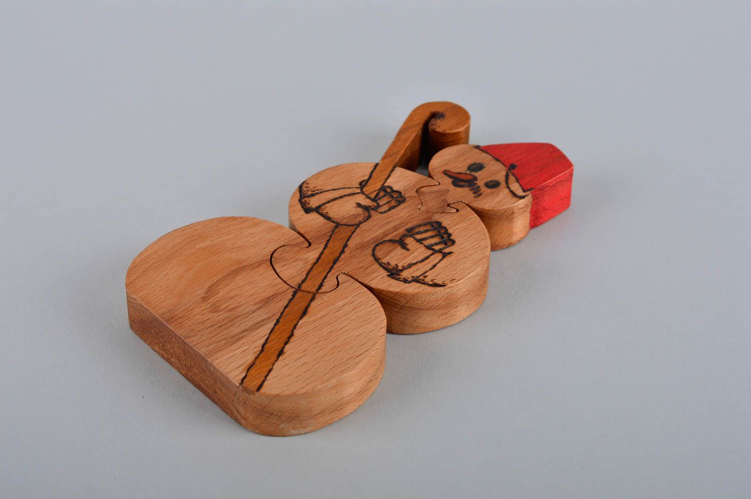 Пазлы для детей ручной работы игра пазлы деревянная детская игрушка Снеговик фото 4