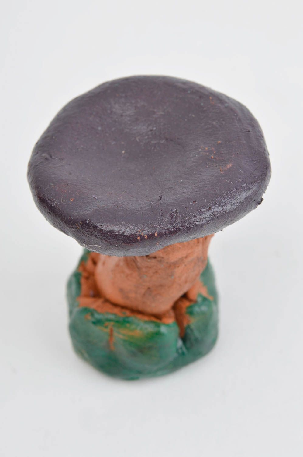Фигурка из глины подарок ручной работы авторская статуэтка маленький грибочек фото 3