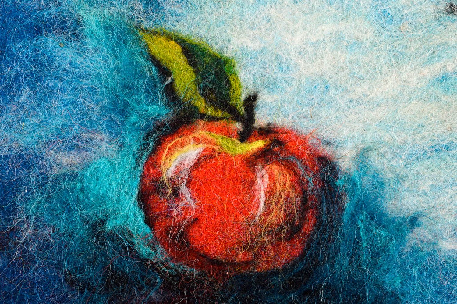 Gemälde modern Deko Bild handmade Deko zum Aufhängen Wand Dekor Apfel grell bunt foto 4