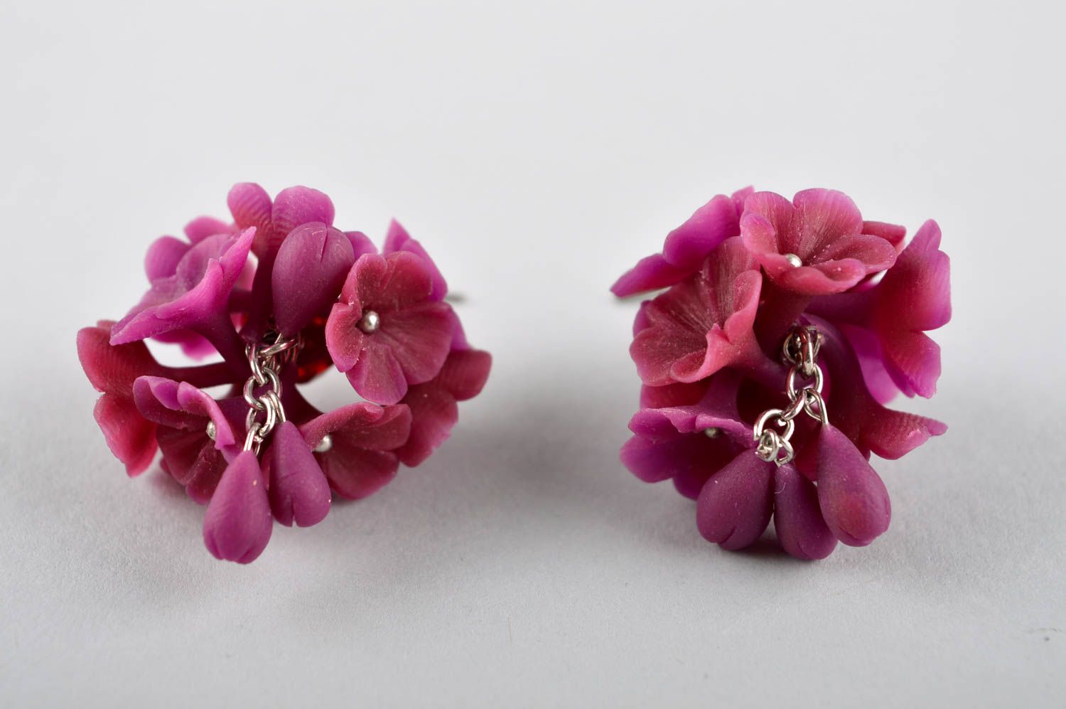 Flower earrings handmade plastic earrings polymer clay accessories for women photo 4