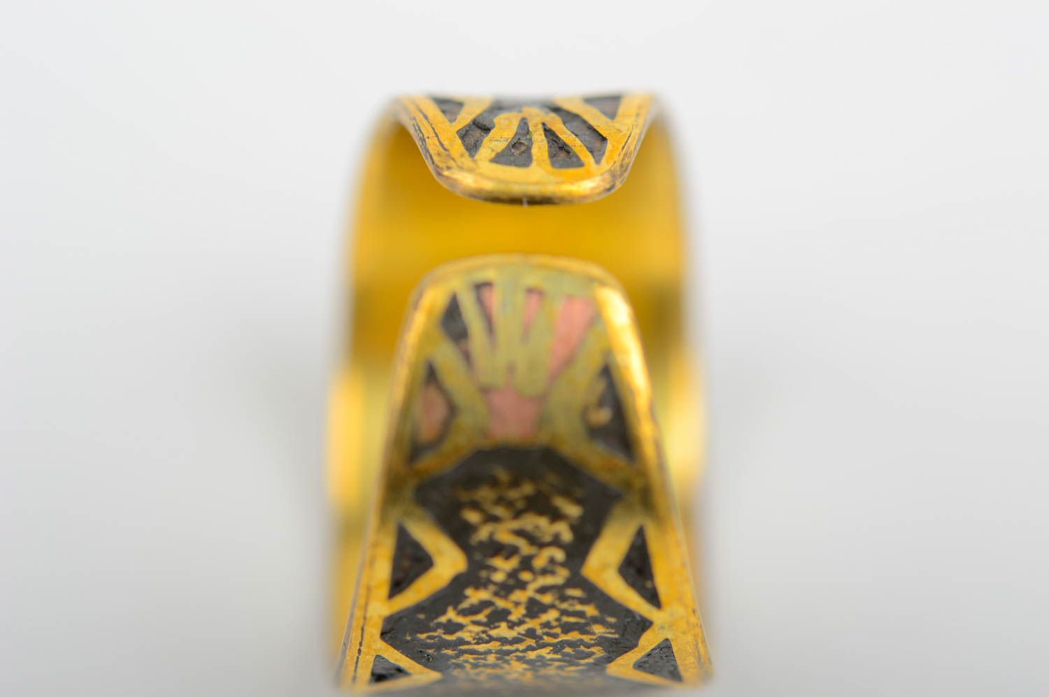 Handmade beautiful brass ring female stylish present unusual metal jewelry photo 4