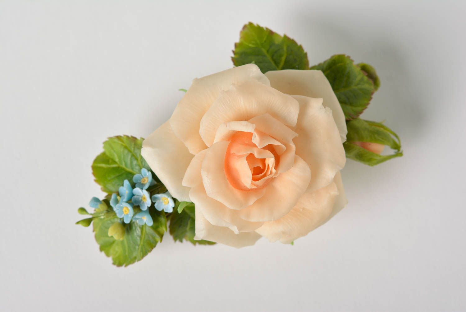 Beautiful handmade designer polymer clay flower hair clip photo 5