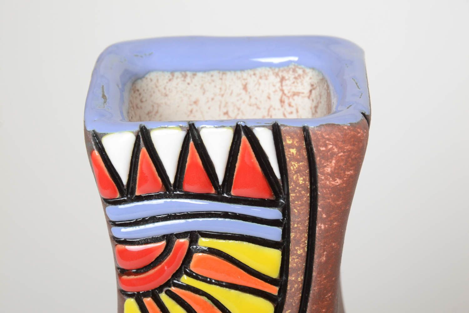 Vase argile Déco maison fait main Cadeau original souvenir 2 litres design photo 3