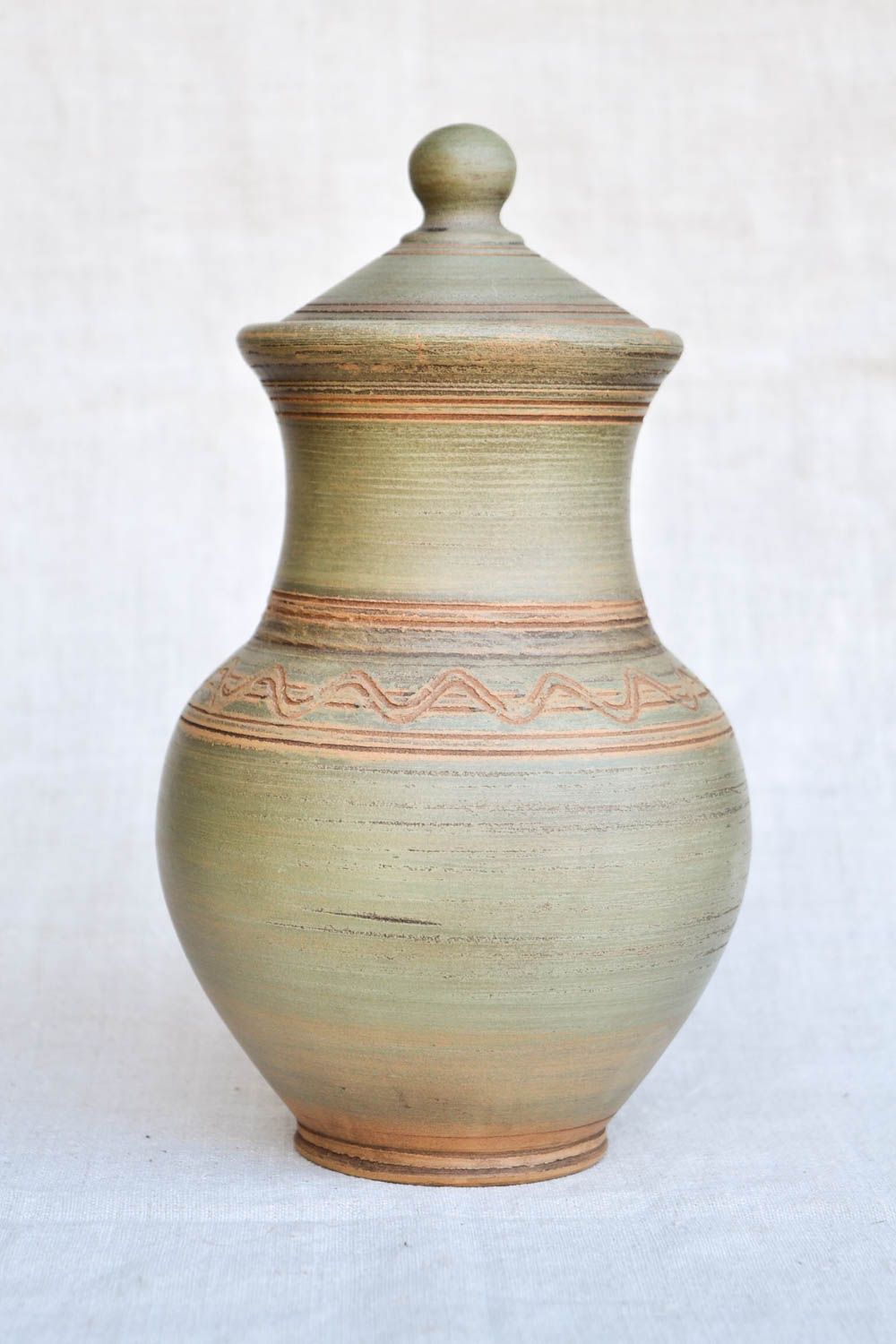 Jarro de cerámica con tapa hecho a mano vajilla de barro menaje de cocina   foto 5