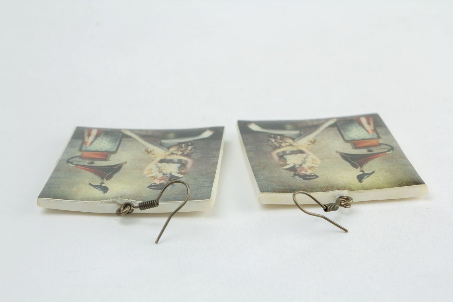 Square earrings with fotoprint photo 3
