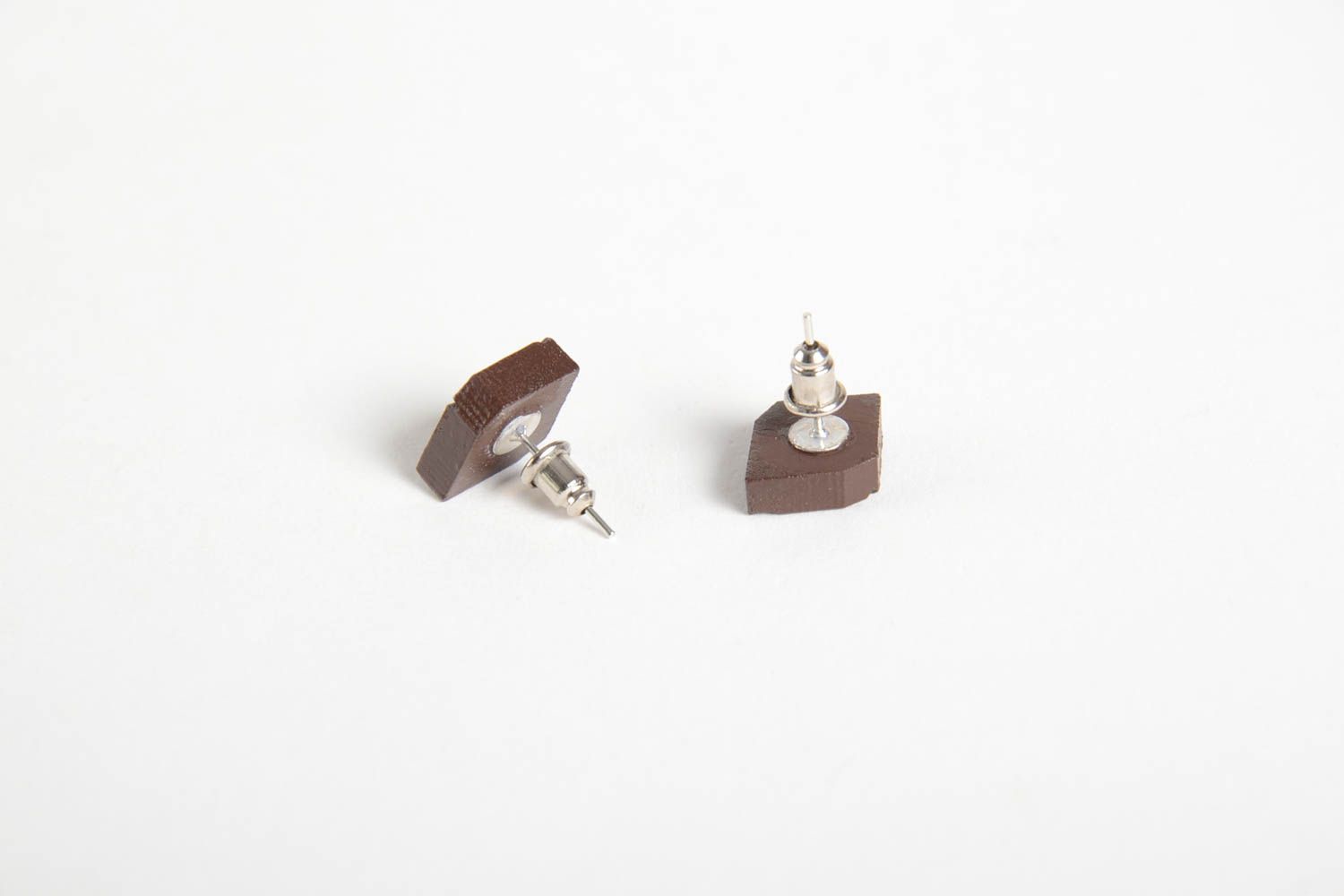 Elegant handmade wooden earrings stud earrings artisan jewelry gifts for her photo 4
