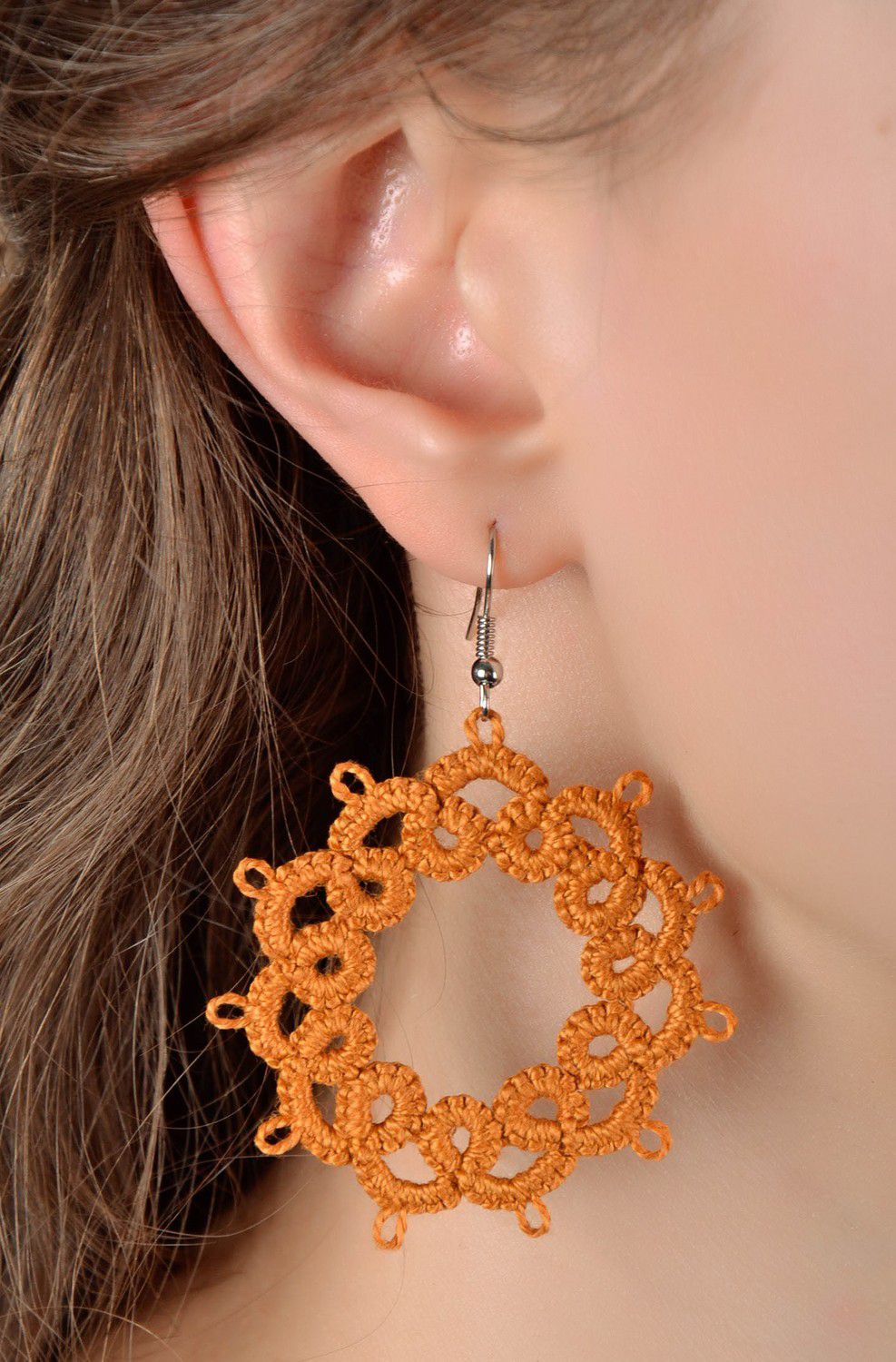Earrings made from woven lace Little star photo 4