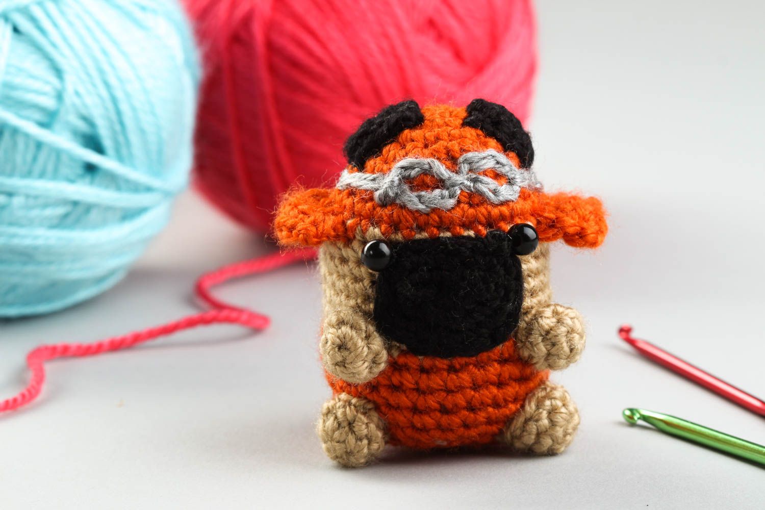 Handmade beautiful textile toy unusual crocheted toy stylish cute dog photo 1