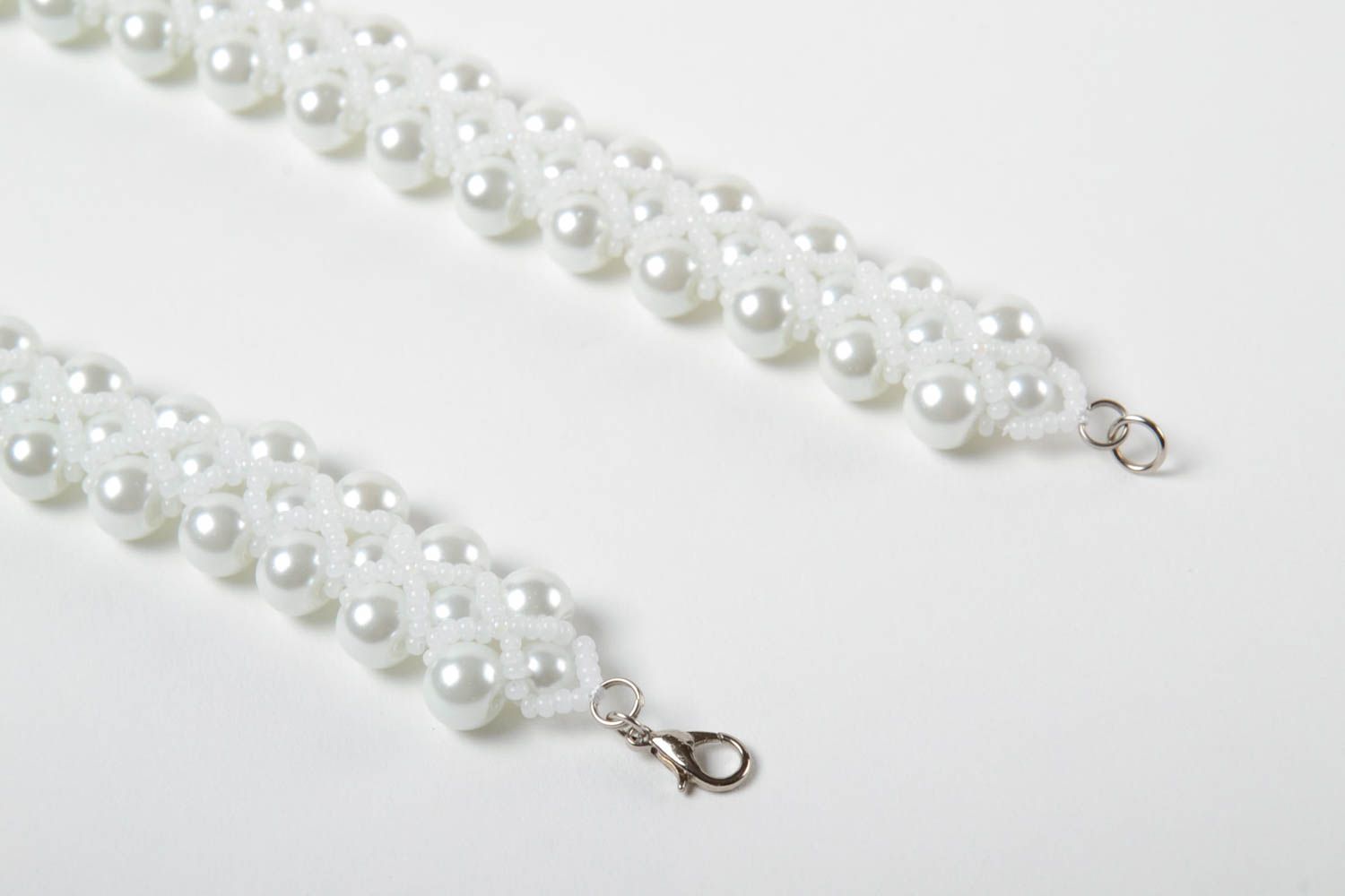 Handmade Modeschmuck Collier Halskette für Frauen Halskette aus Glasperlen weiß foto 4