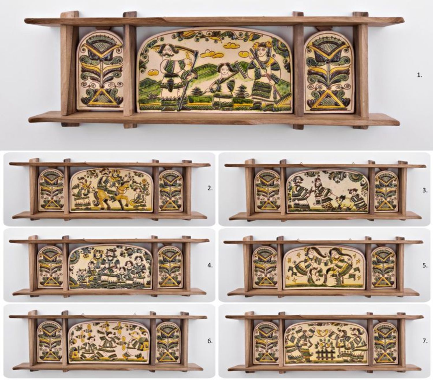 Mensola con affreschi decorativa fatta a mano mensola di legno con piastrelle
 foto 4