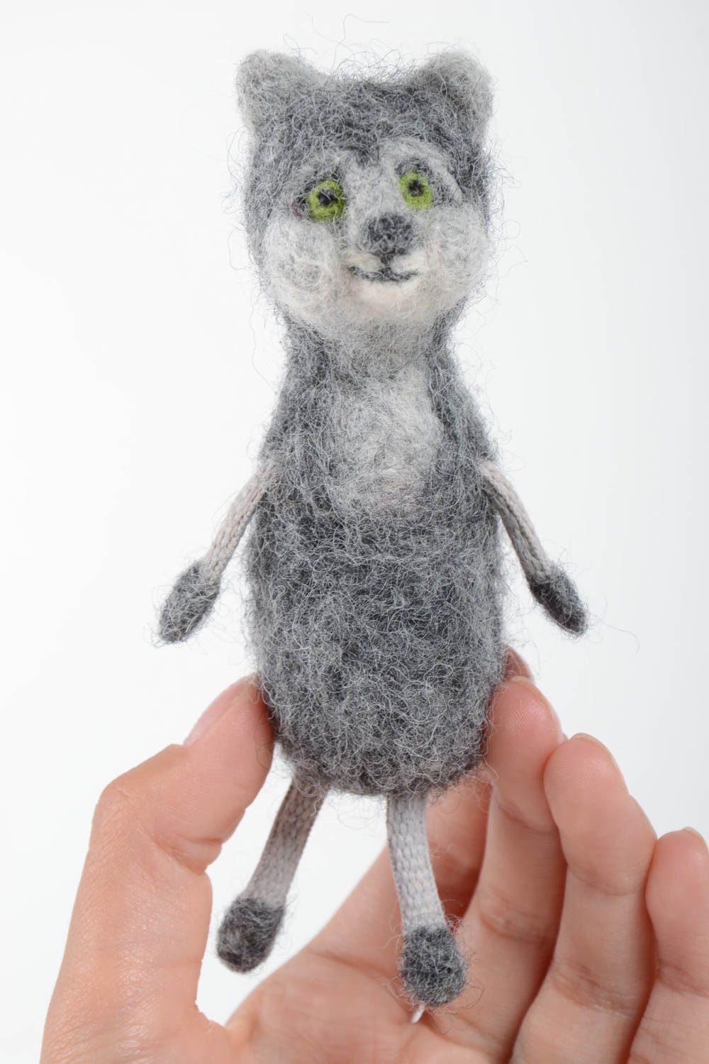 Peluche chat laine fait main Jouet pour enfant petit Décoration chambre design photo 2