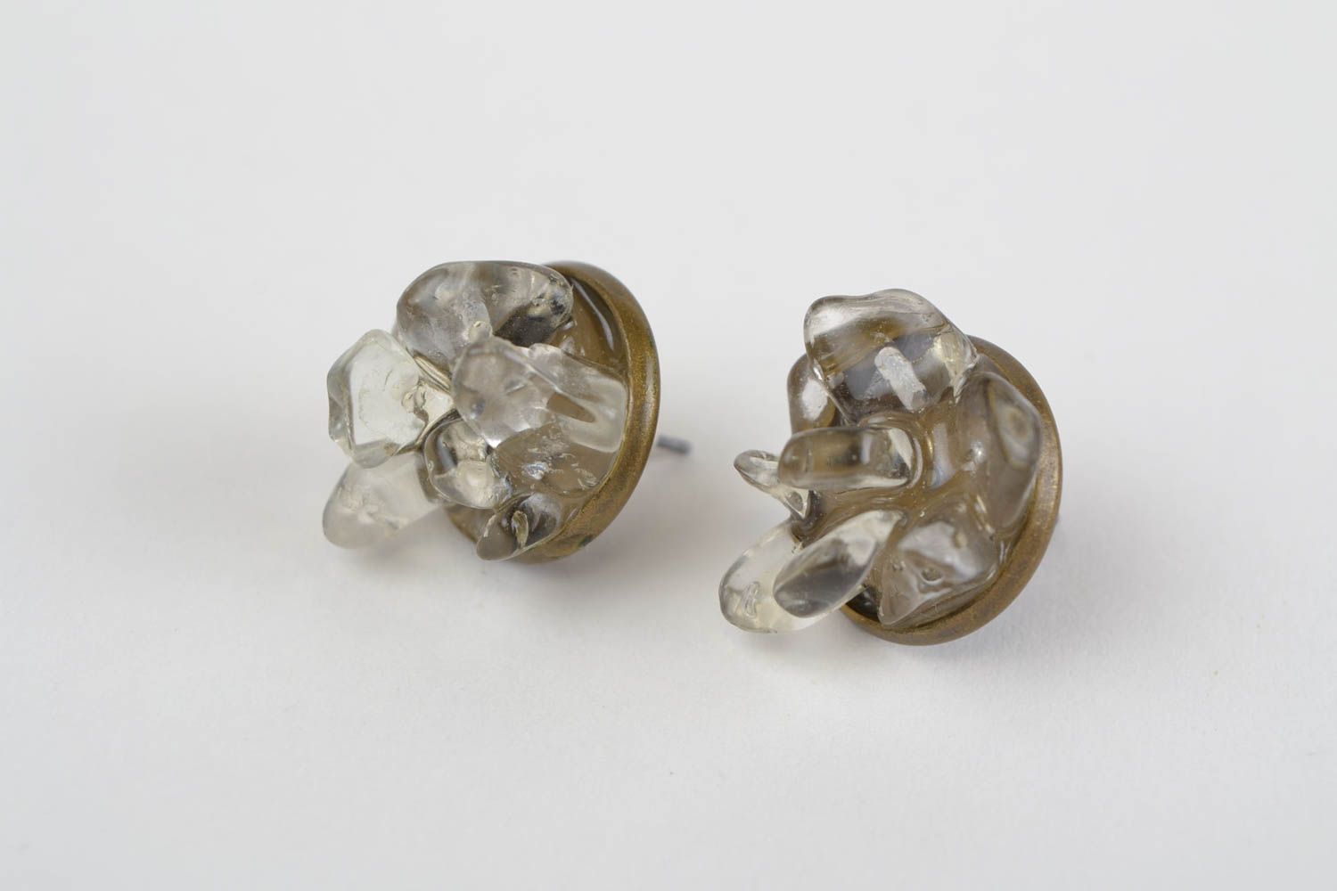 Boucles d'oreilles puces Bijoux fait main Cadeau pour femme cristal de roche photo 8