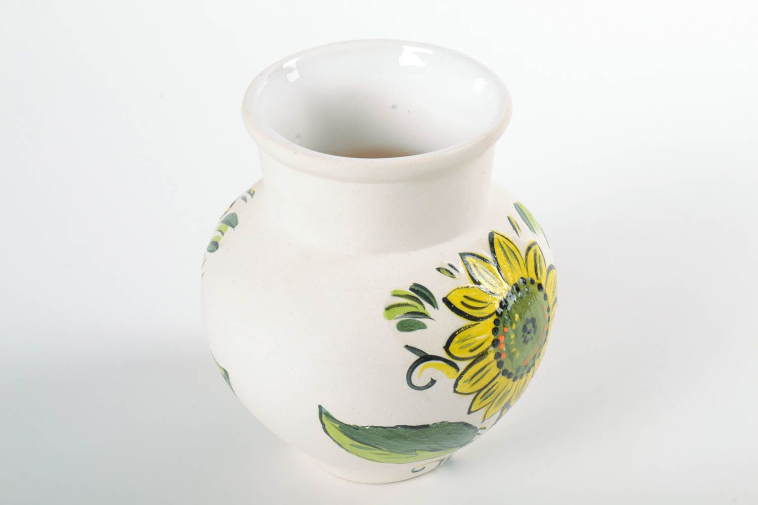 25 oz white ceramic milk carafe with sunflower painting with no handle 7, 2 lb photo 4