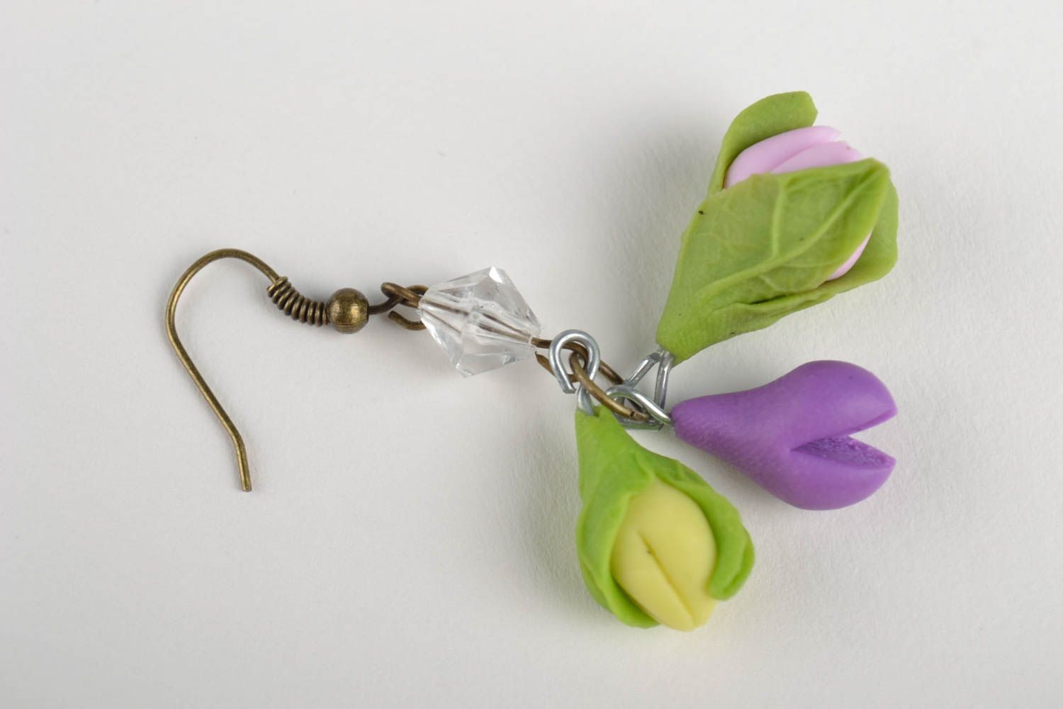 Dangling earrings flower jewelry handmade earrings polymer clay gifts for her photo 3