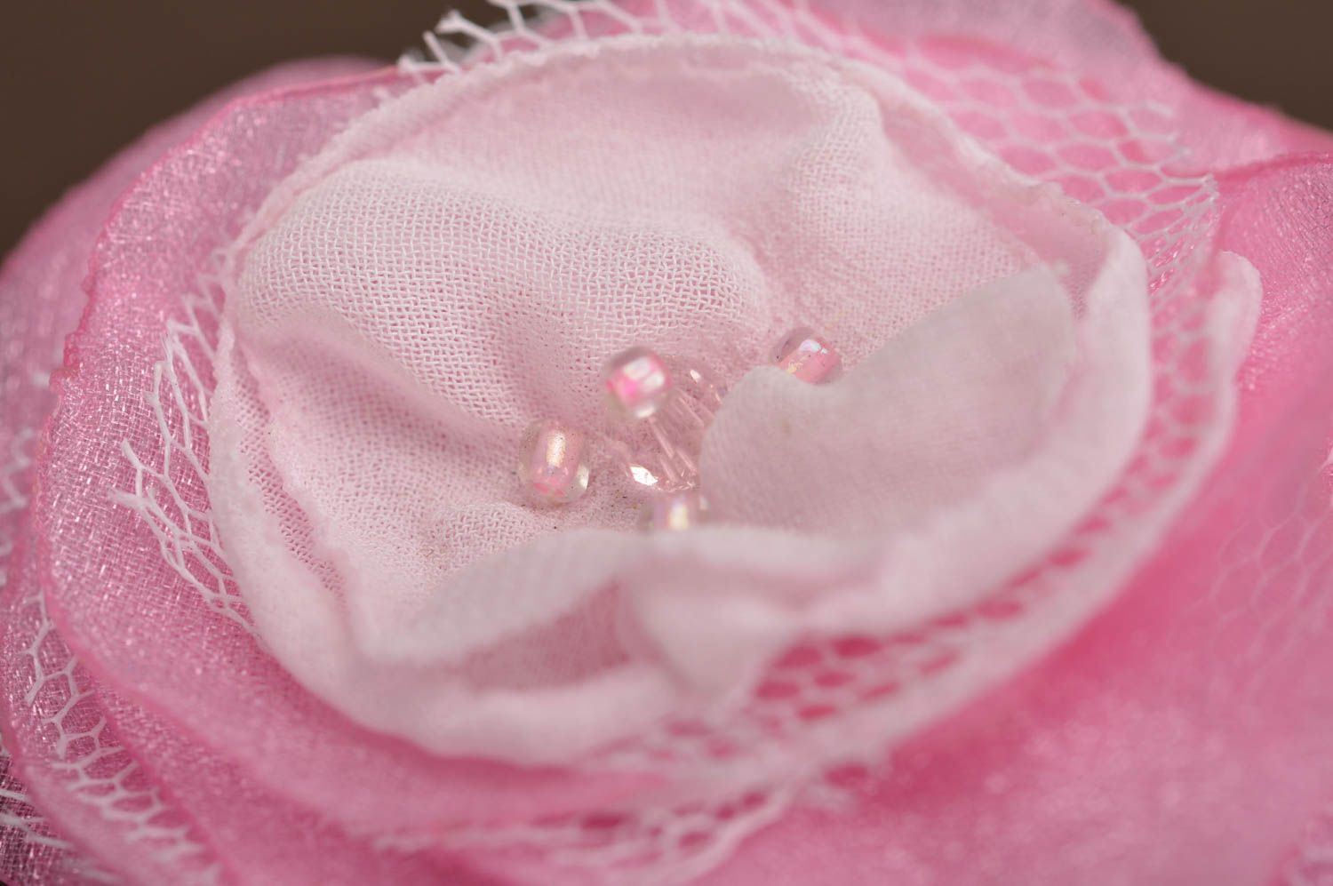 Handmade beautiful pink flower hair clip created using tulle for children photo 4