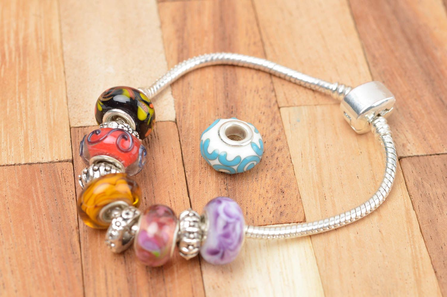 Unusual handmade glass bead DIY fashion accessories jewelry making supplies photo 4