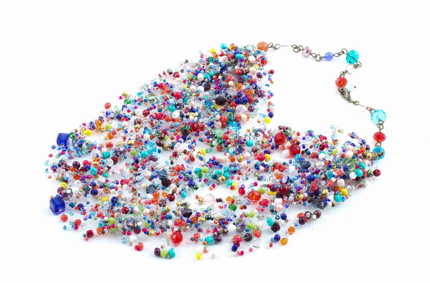 Колье из бисера украшение ручной работы ожерелье из бисера разноцветное фото 4