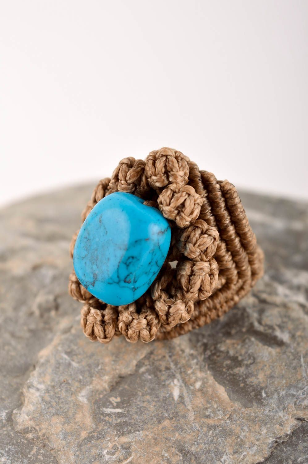 Handmade massive ring gift jewelry with natural stone beautiful cute ring photo 1