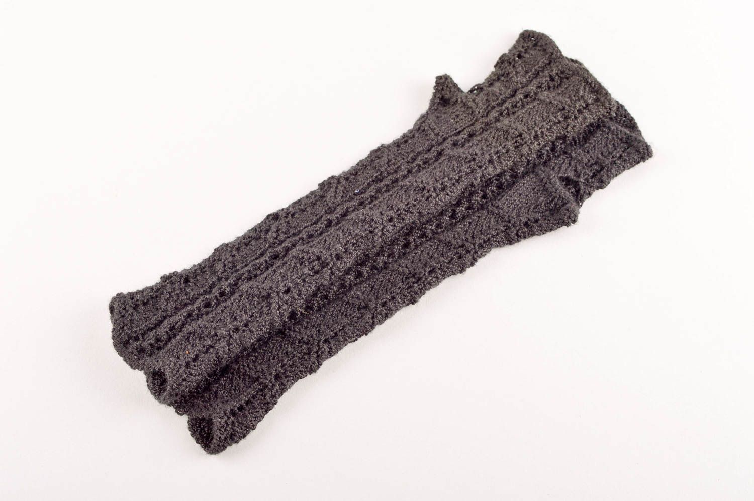 Вязаные митенки ручной работы перчатки для женщин серые темные вязаный аксессуар фото 5