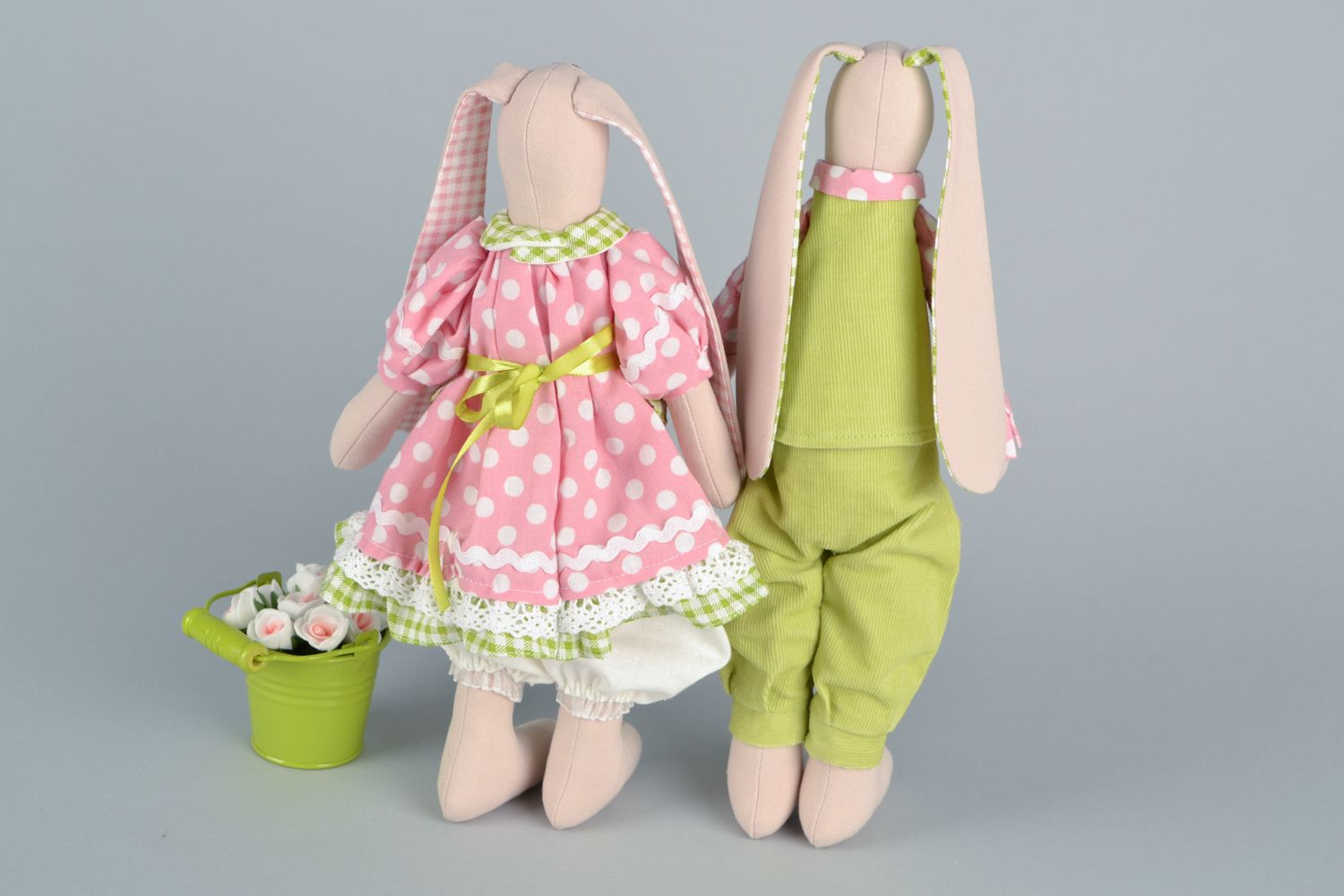 Textile toy couple of hares photo 5