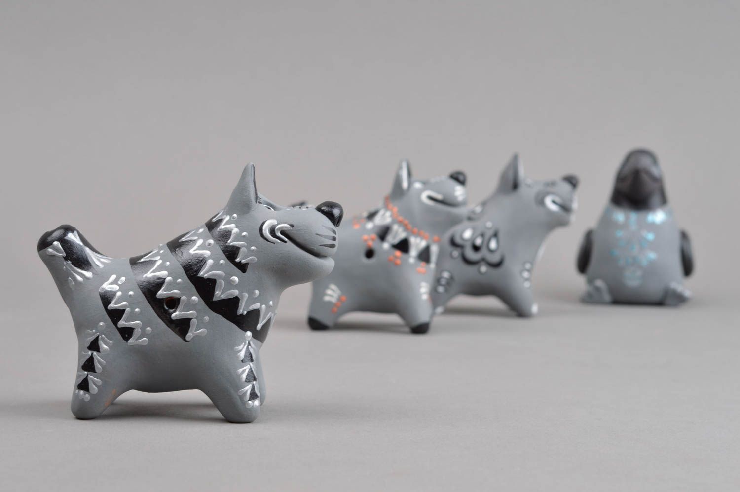 Керамические сувениры хэнд мейд набор игрушек из глины свистульки из глины 4 шт фото 5