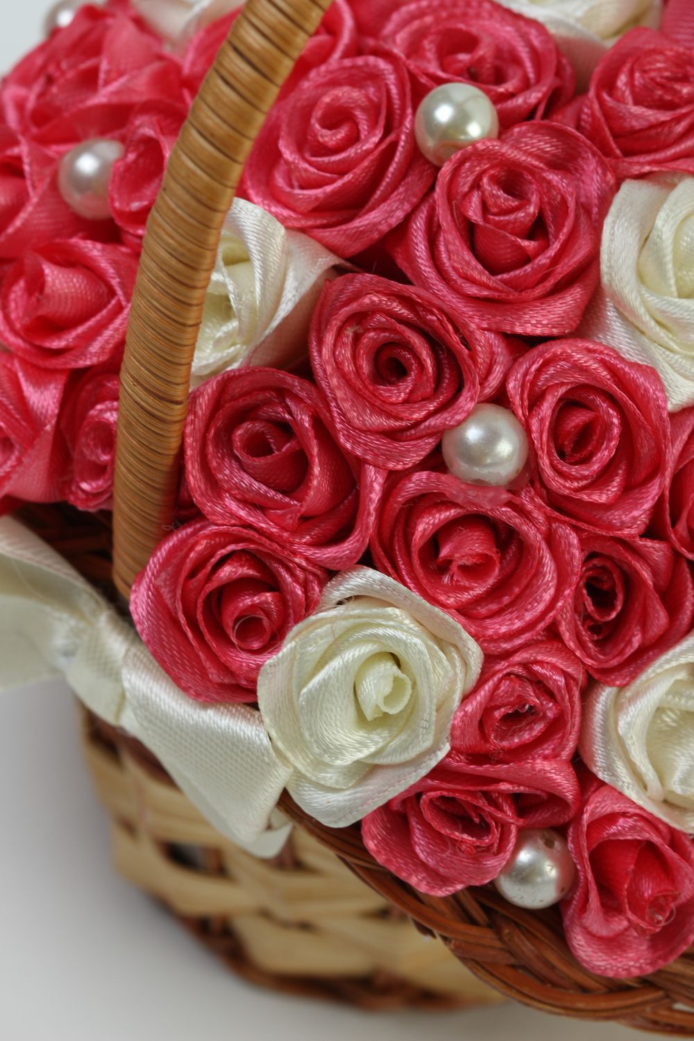 Bouquet décoratif fait main Déco maison Cadeau original roses panier design photo 3