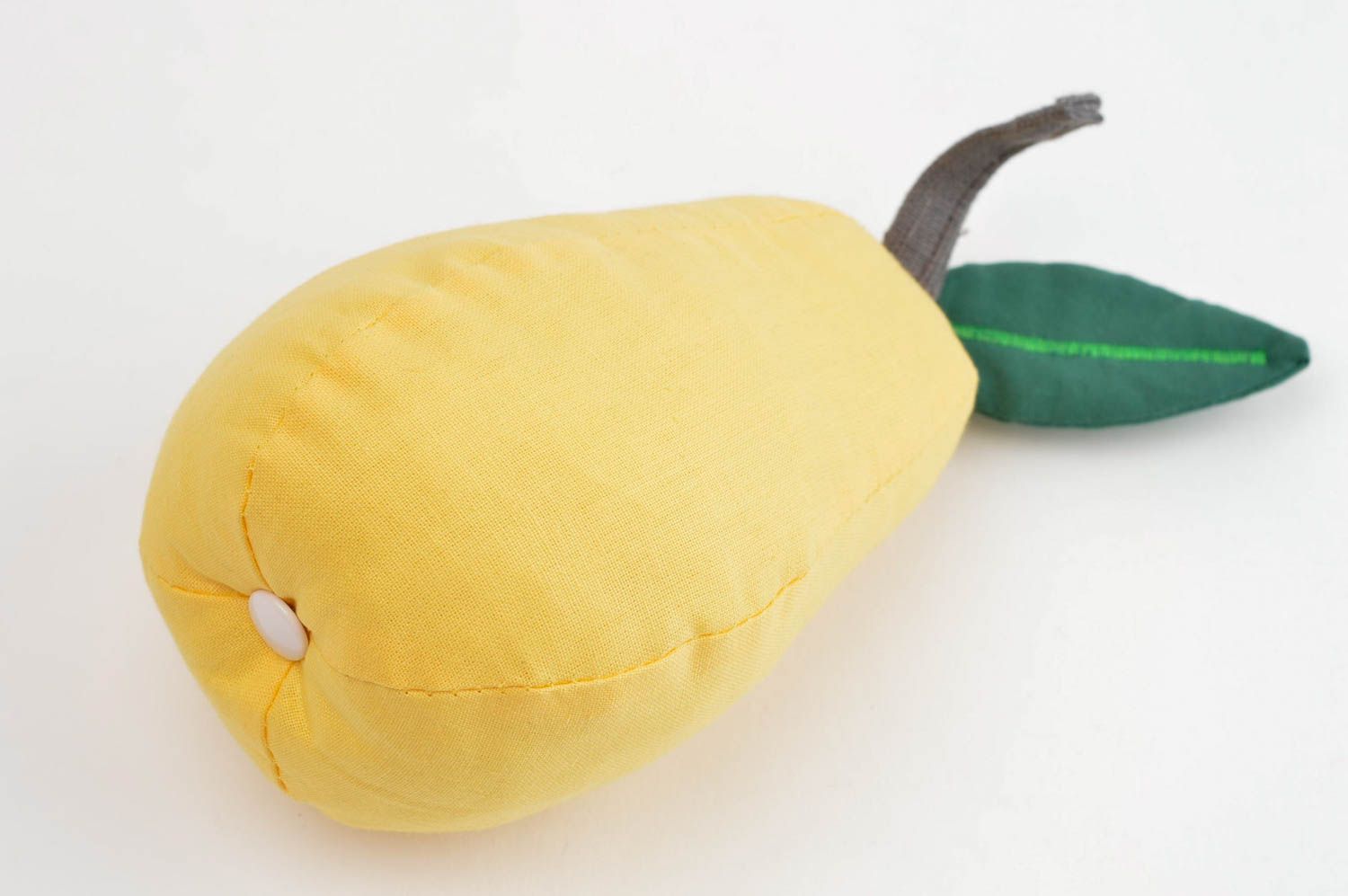 Игрушка груша ручной работы мягкая игрушка желтый фрукт из ткани детская игрушка фото 3