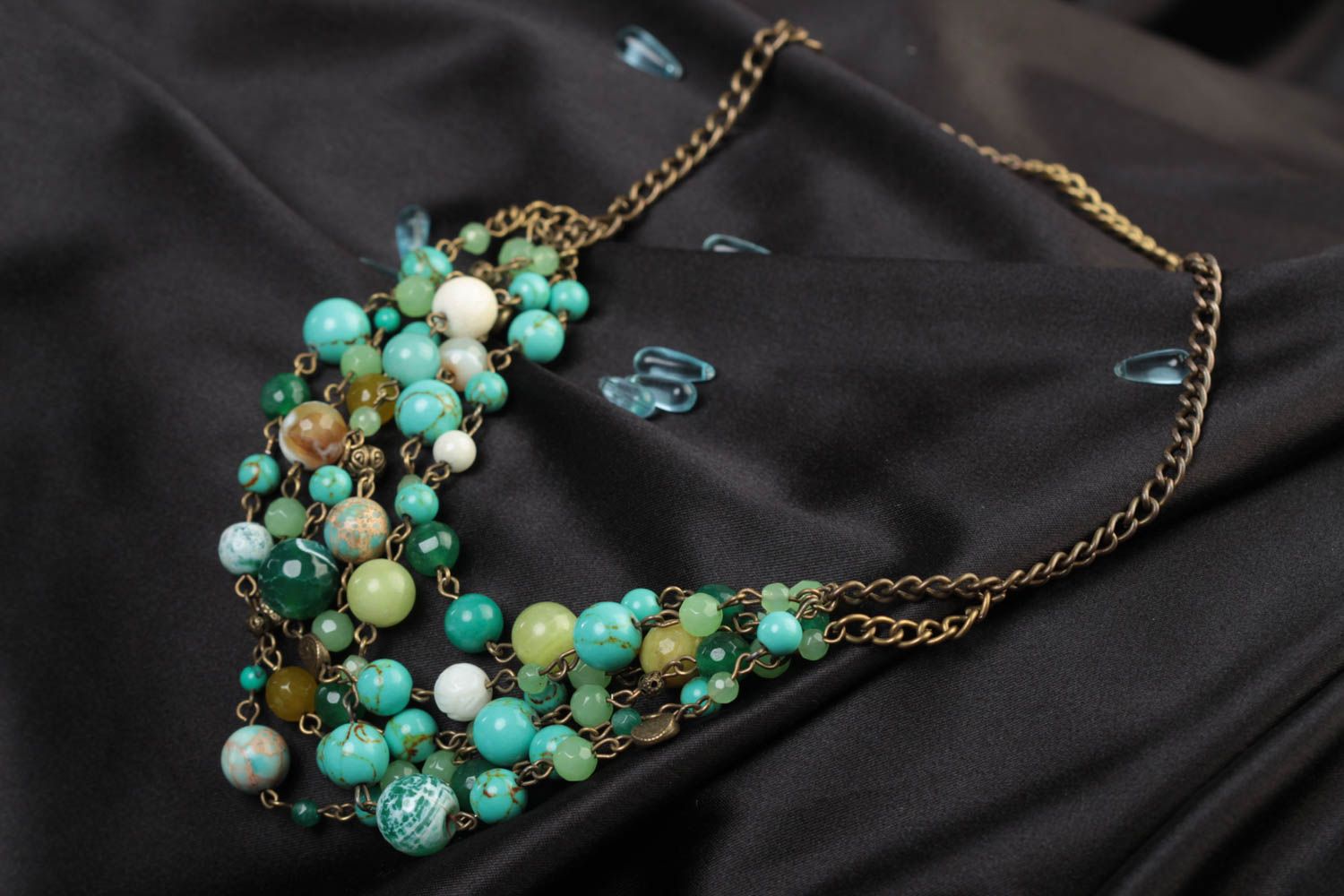 Handmade Damen Collier Modeschmuck Halskette Accessoire für Frauen aus Steinen foto 1