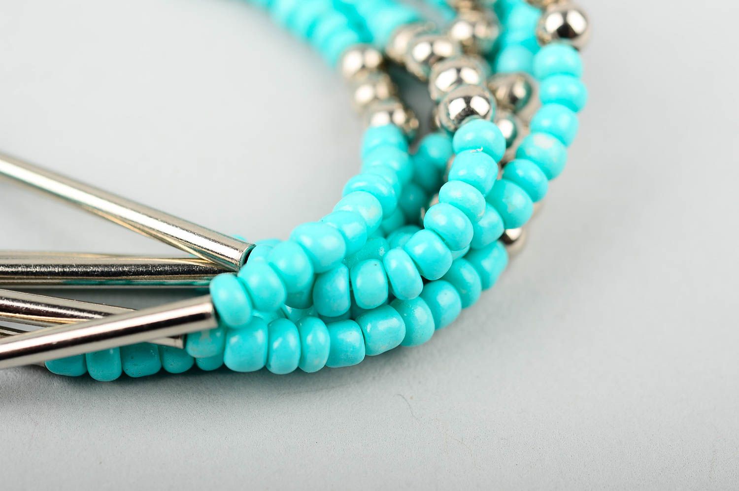 Bracelet perles de rocaille Bijou fait main turquoise multirang Cadeau femme photo 4