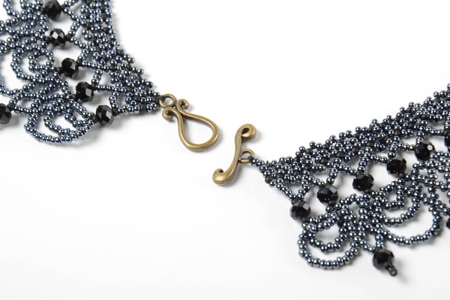 Handmade Designer Schmuck Halskette für Frauen Halskette aus Glasperlen dunkel foto 3