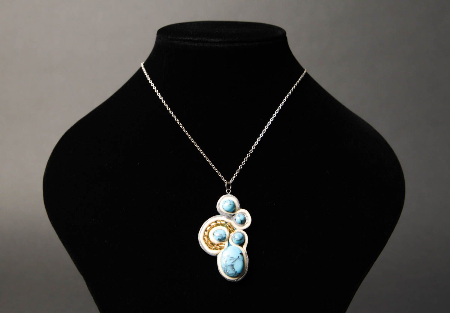 Beautiful handmade plastic pendant necklace polymer clay ideas cool jewelry photo 2