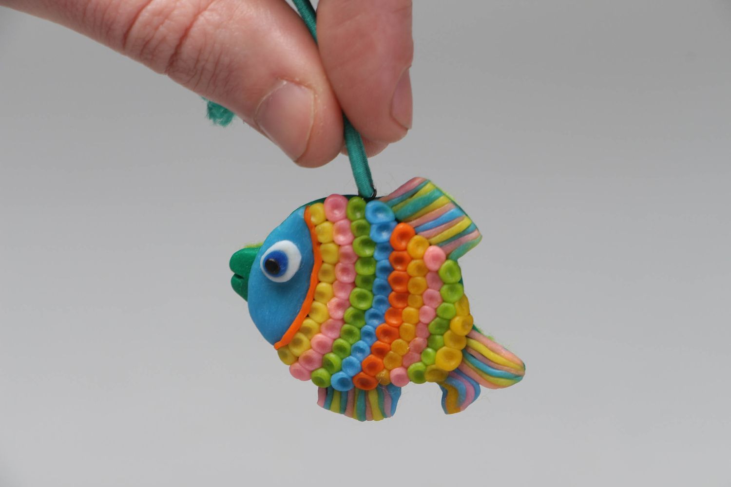Polymer clay brooch in the shape of fish photo 4