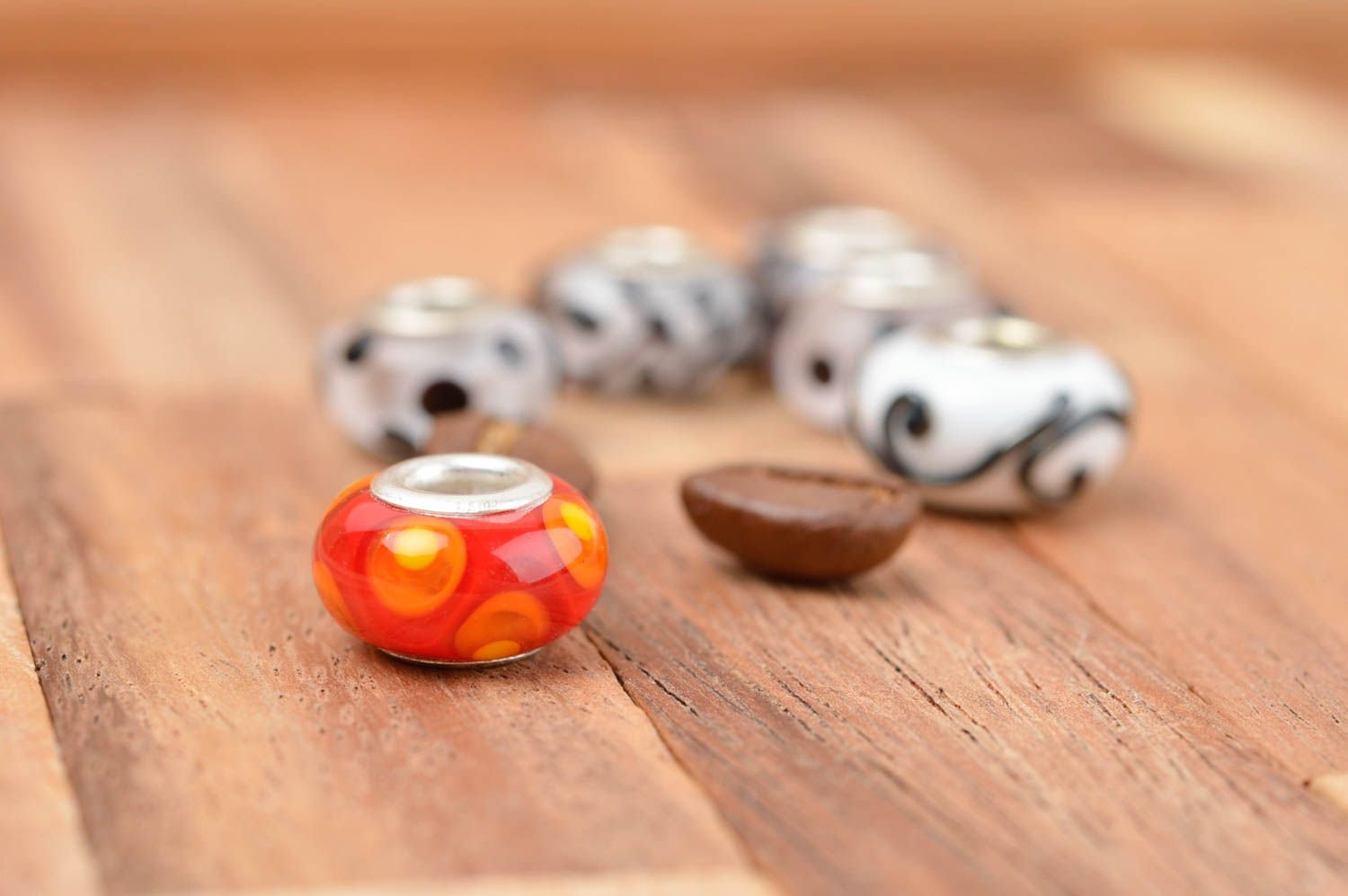 Сuenta de vidrio artesanal complemento para pulseras regalo original naranja foto 1