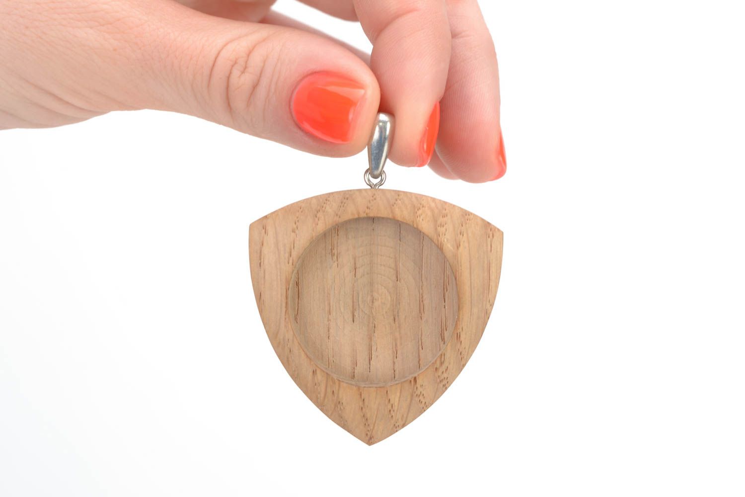 Blank for creative work wooden handmade pendant beautiful triangular accessory photo 5