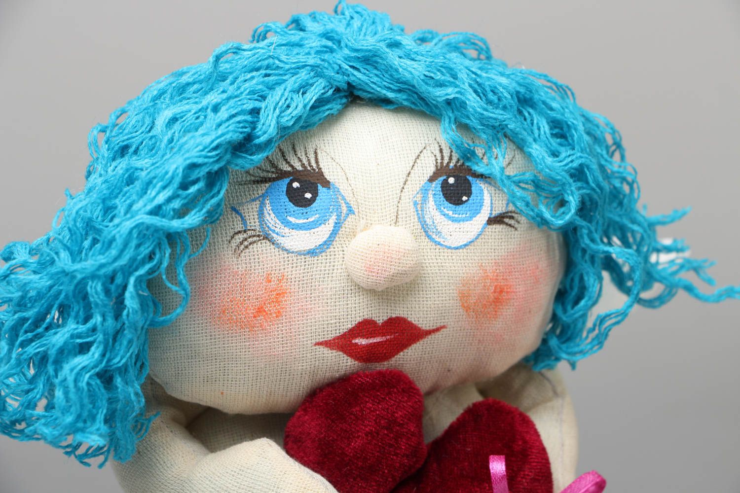 Мягкая игрушка ангел с голубыми волосами фото 2