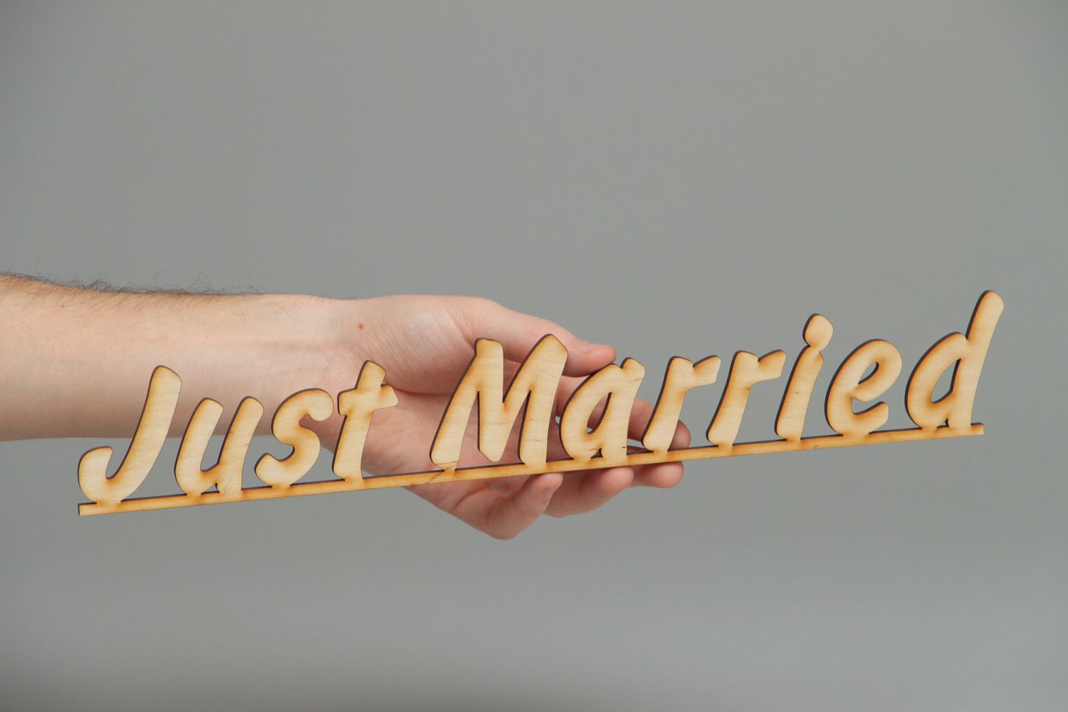 Handmade plywood blank lettering Just Married photo 4