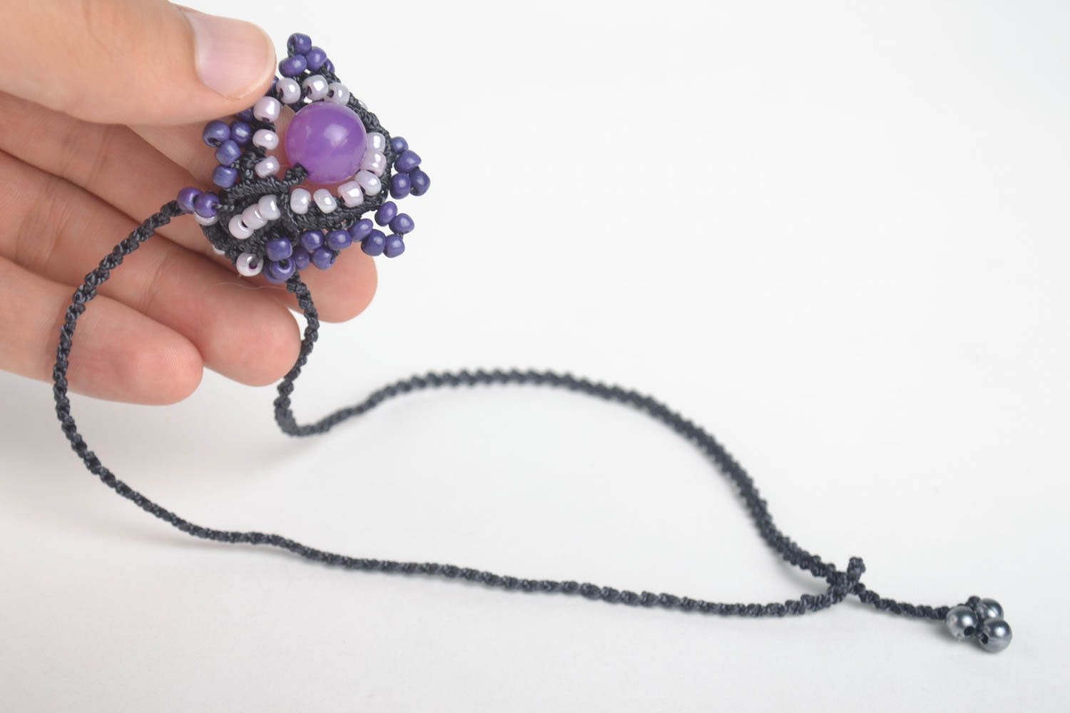 Violet handmade pendant stylish beaded pendant female elegant jewelry photo 5