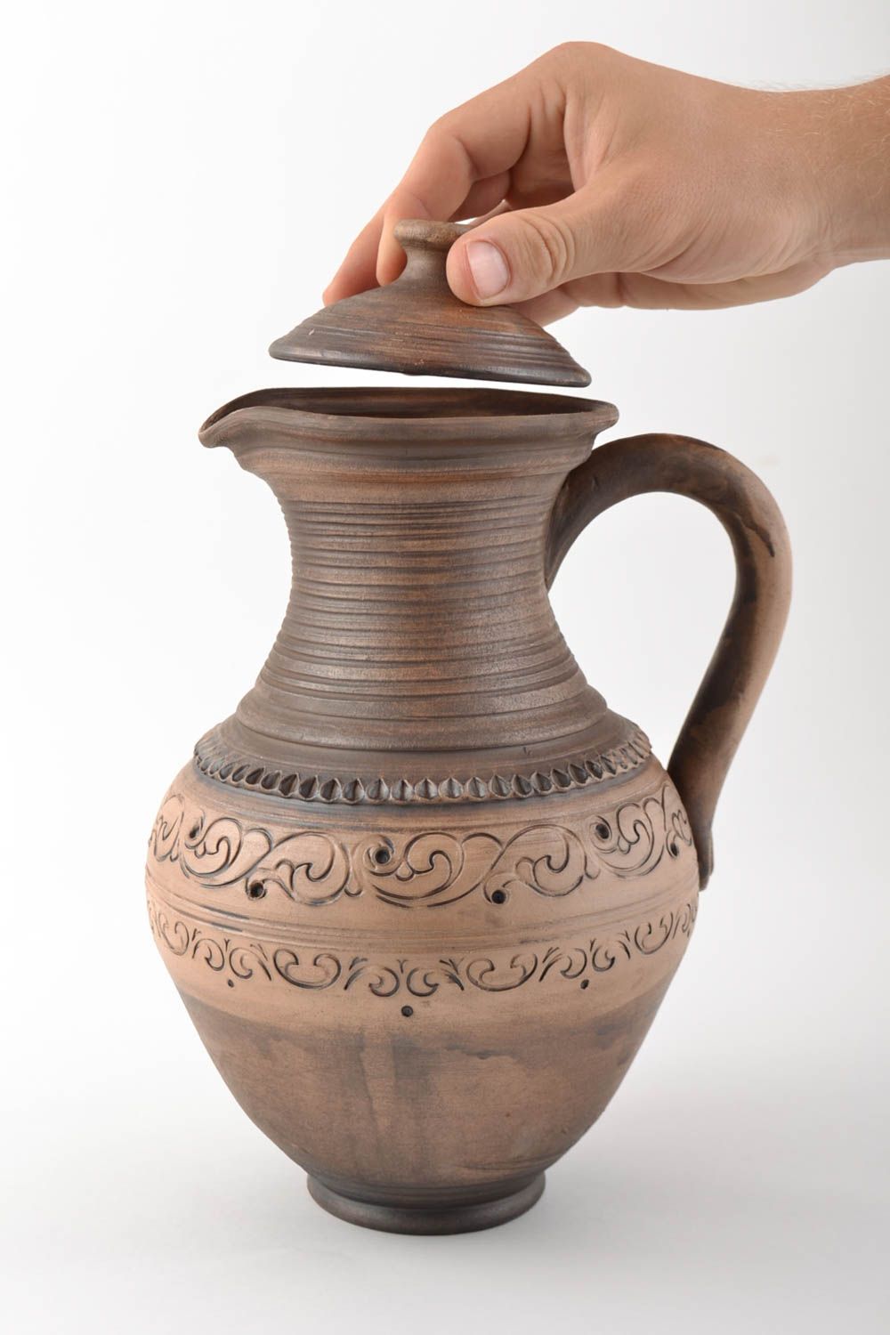 Brocca in ceramica fatta a mano contenitore per acqua utensili da cucina
 foto 2