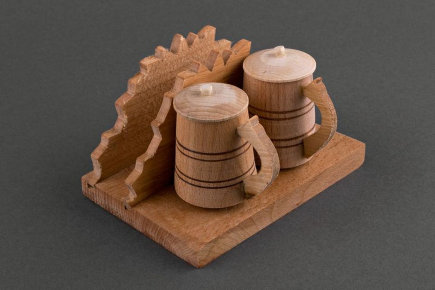 Wooden stand for napkins, salt-cellar and pepper-shaker photo 4