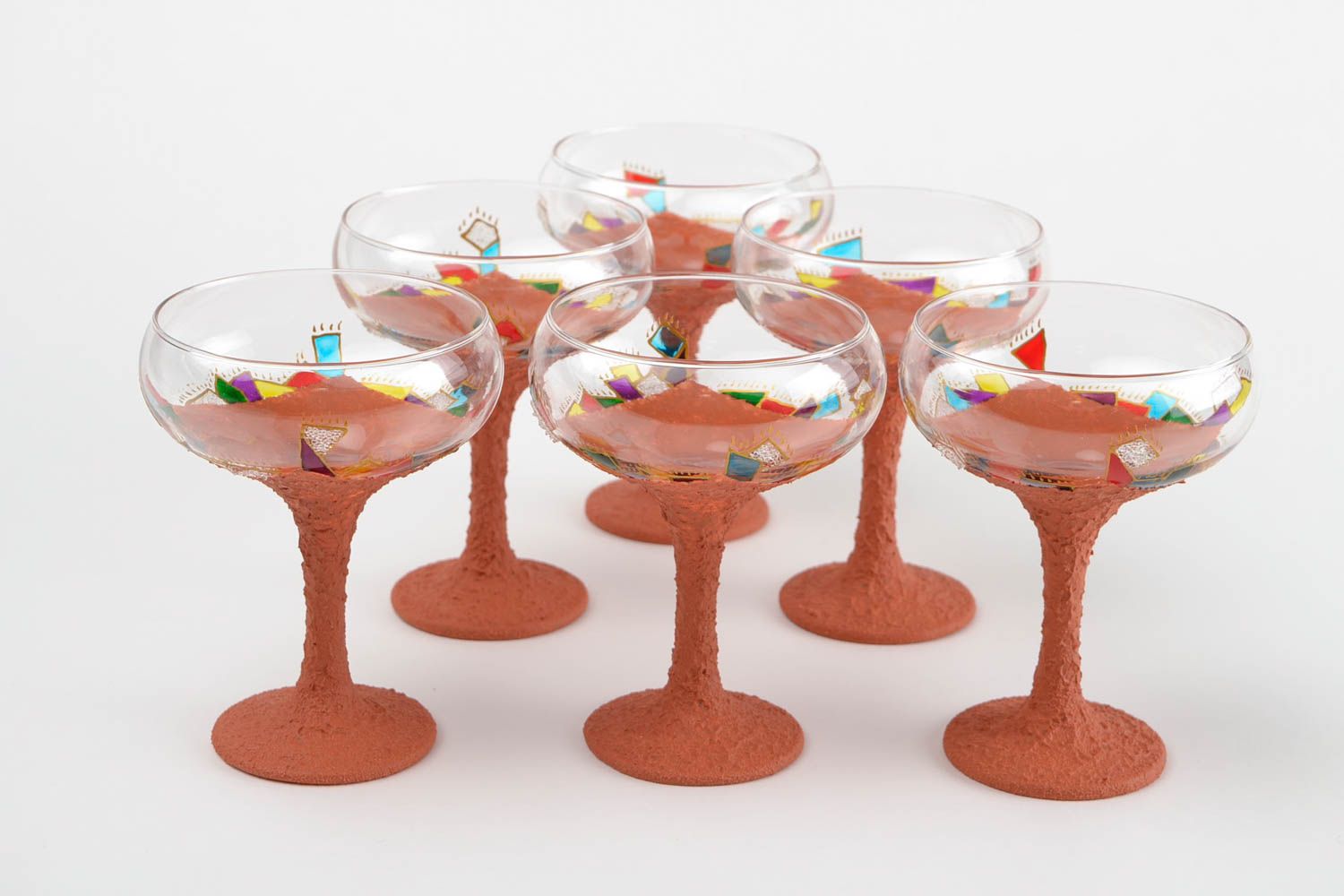 Handmade glass set of glasses painted glass designer glass tableware home decor photo 4