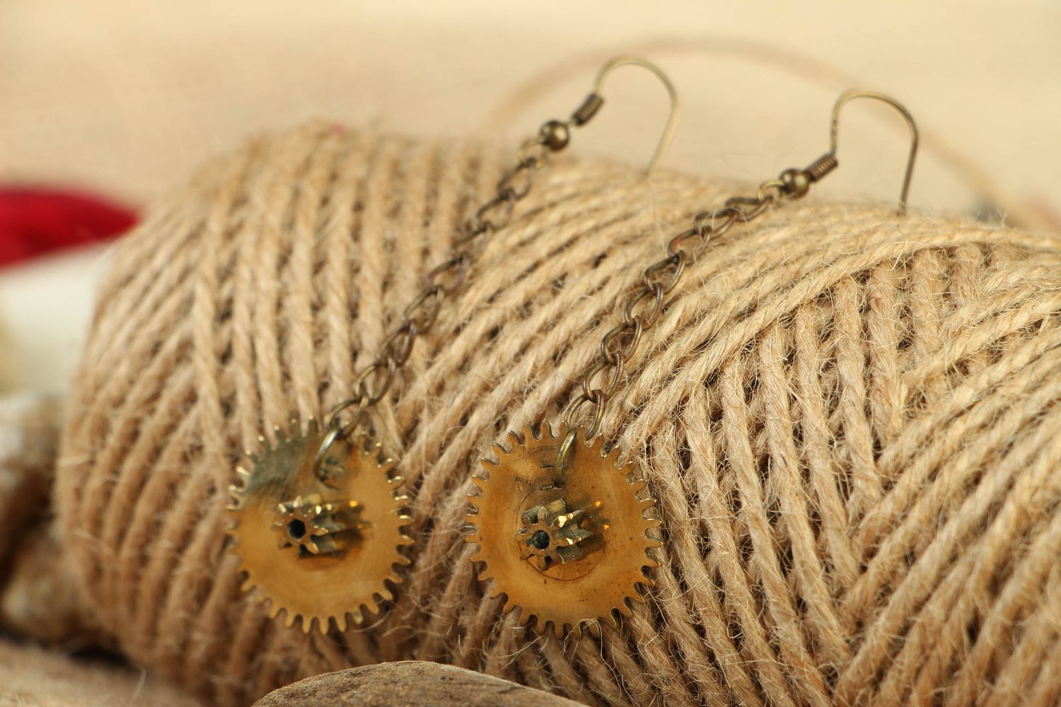 Long metal earrings in steampunk style photo 4