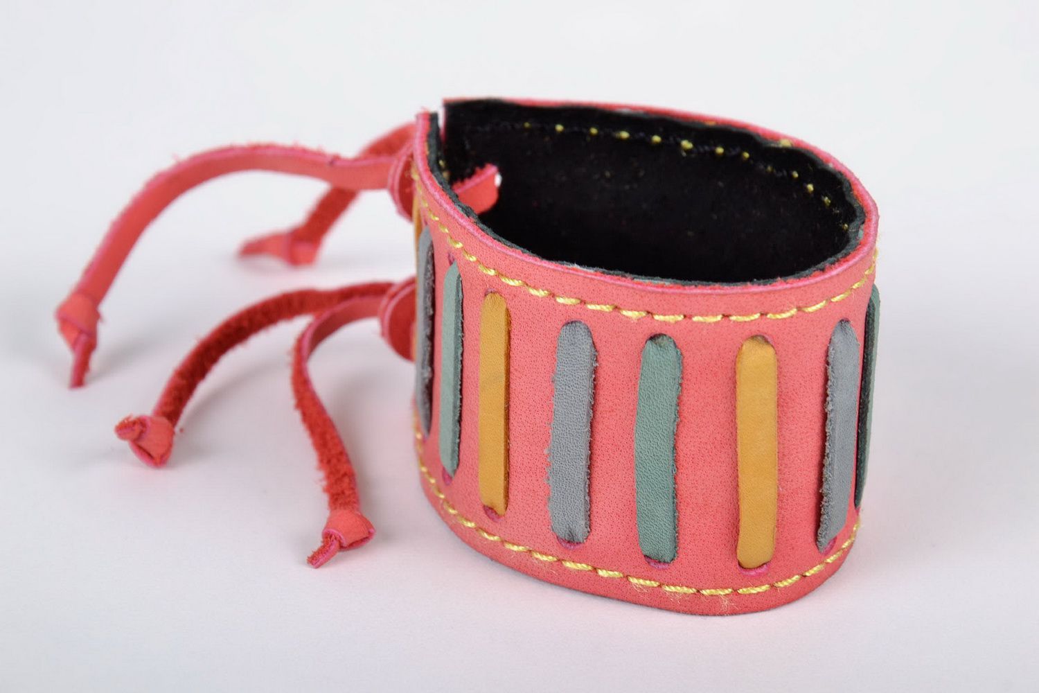 Leather bracelet with a cord photo 2