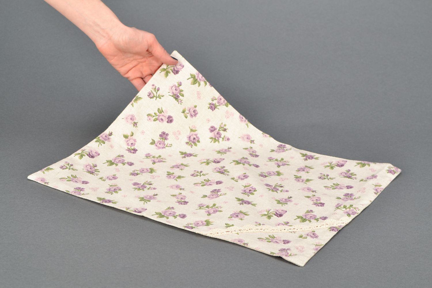 Two-sided handmade decorative fabric napkin photo 2