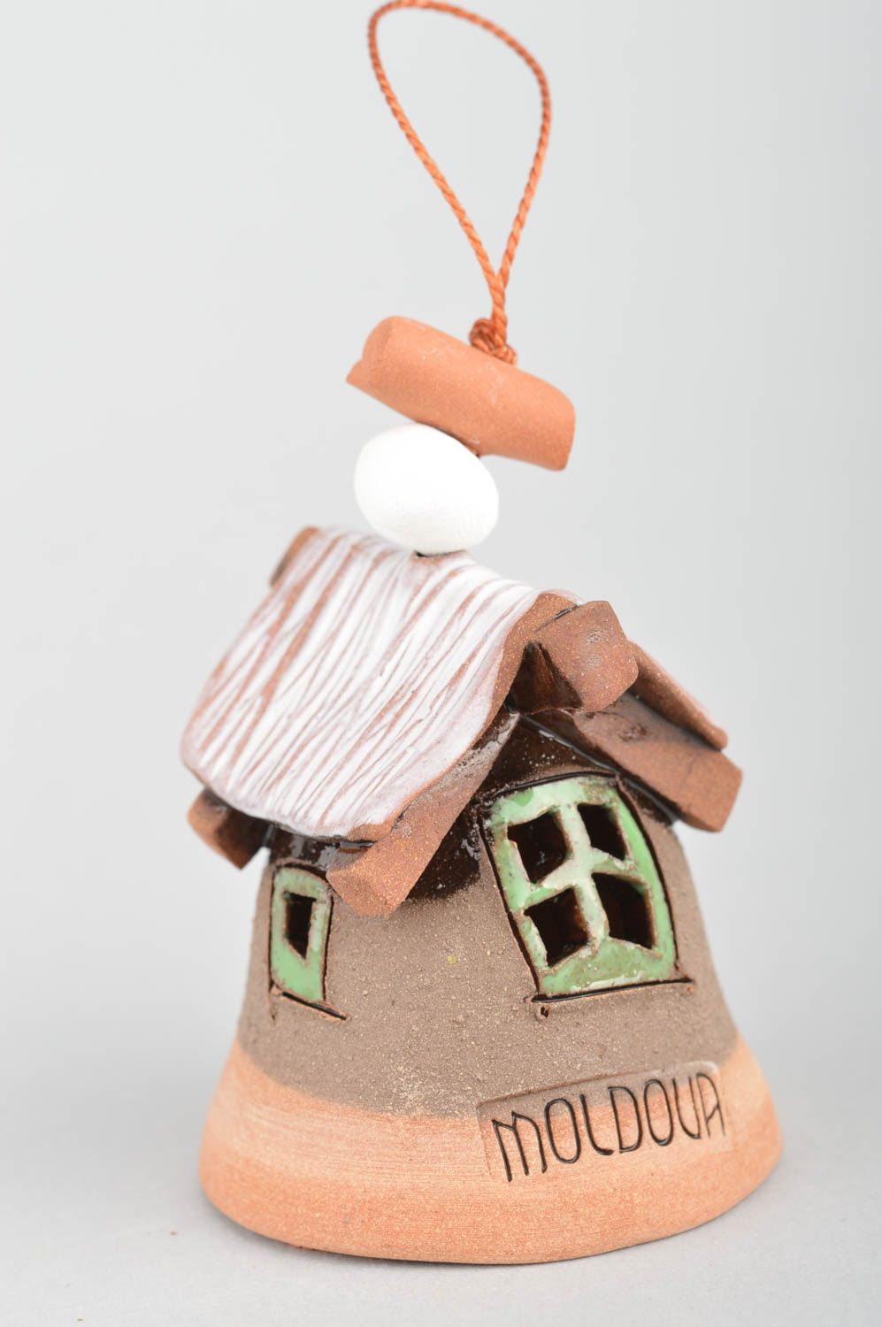 Decorative ceramic bell painted with glaze House homemade souvenir for home  photo 5