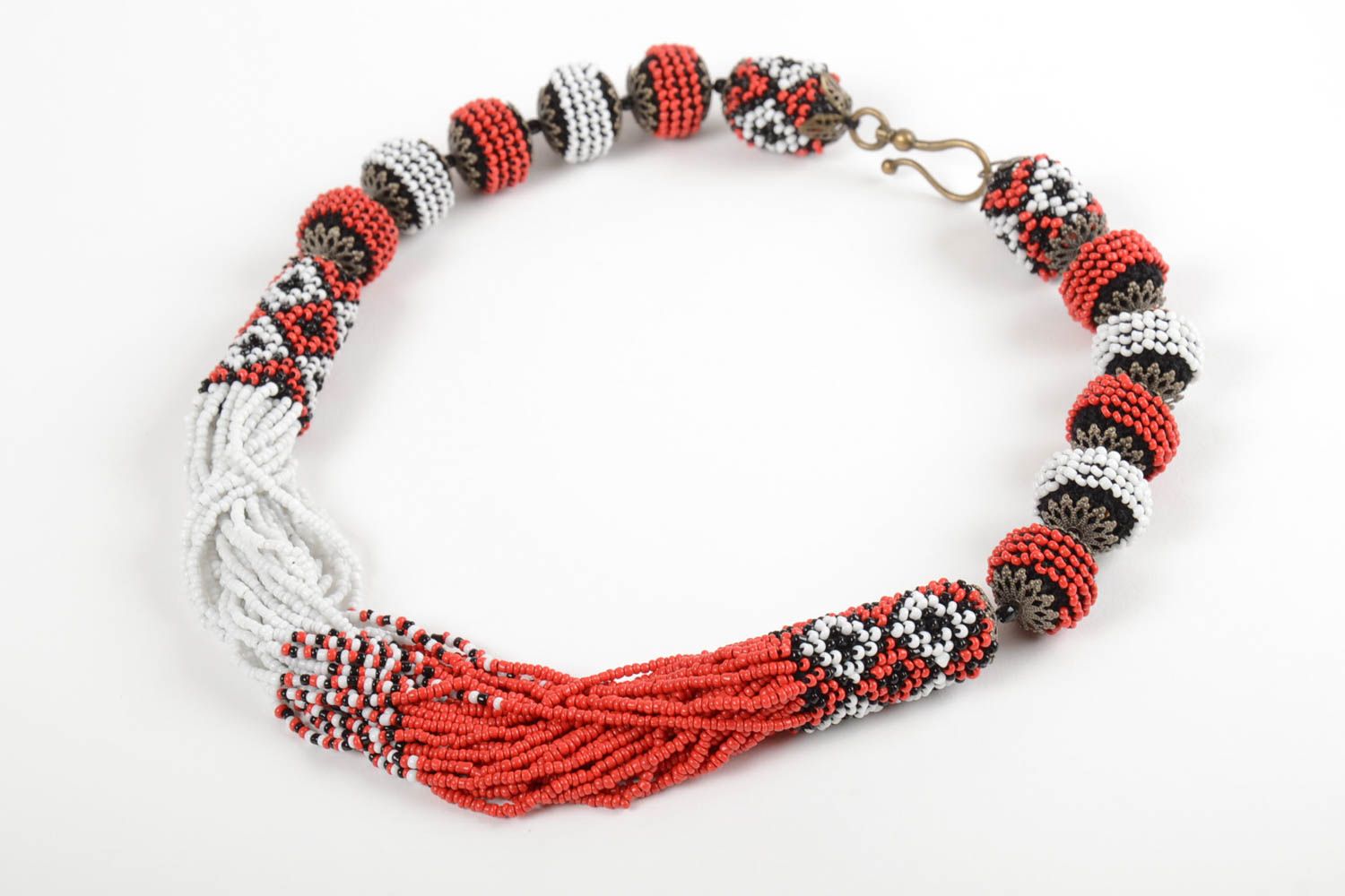 Beaded necklace in ethnic style handmade massive necklace stylish accessory photo 3