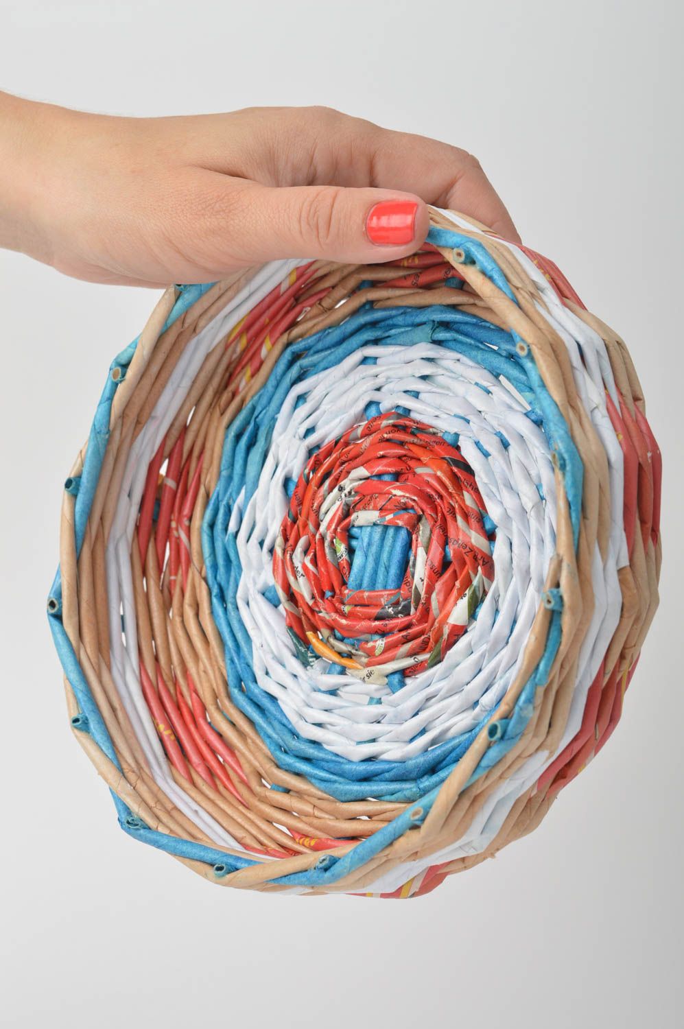 Beautiful handmade newspaper tray woven paper tray kitchen design gift ideas photo 1