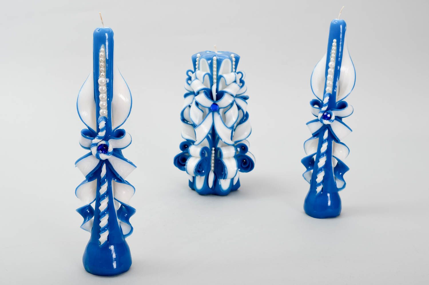 Velas de parafina azules hechas a mano elementos decorativos regalo original foto 5
