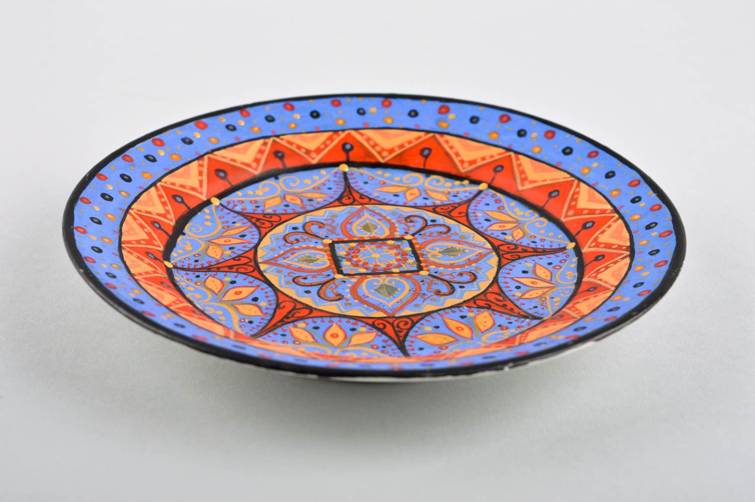 Декоративная тарелка ручной работы тарелка с рисунком декор для стола сувенир фото 4