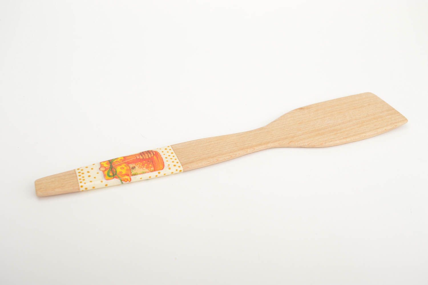 Espátula de cocina hecha a mano utensilio de madera decoración de cocina 
 foto 2